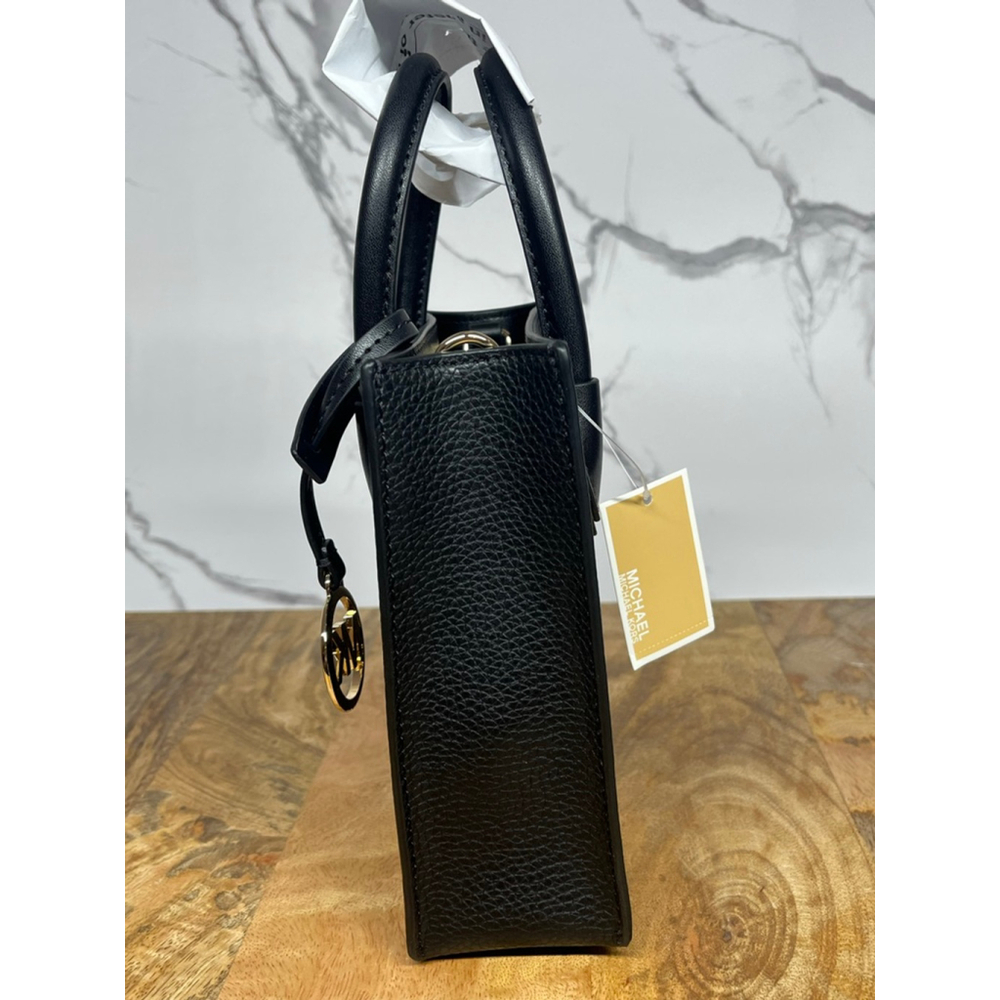 NWT Michael Kors Mini Mercer Pebbled Leather Crossbody Bag In Black - Picture 5 of 7